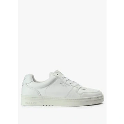 Mallet Mens Bentham Court Tumbled Trainers In White/white