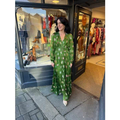 Hayley Menzies Esmeralda Silk Lurex Volume Gown In Green