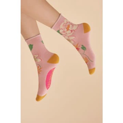 Powder Tropical Flora Ankle Socks In Pink