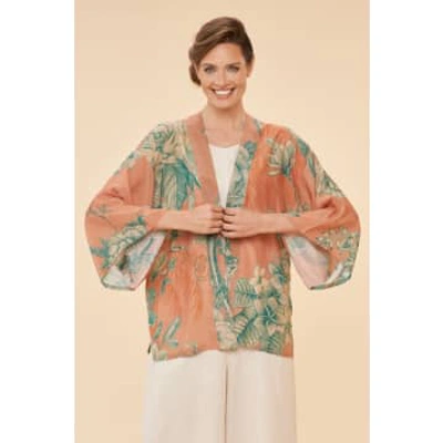 Powder Floral Jungle Kimono Jacket In Orange
