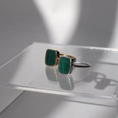 Lines & Current - ‘monroe' Green Malachite Ring