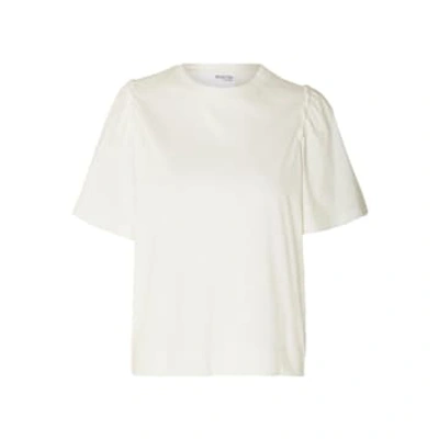 Selected Femme Penelope Ruffle Tee In White