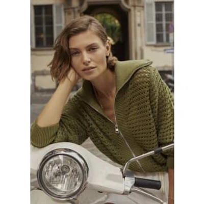 Varley Eloise Zip-through Knit In Green