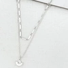 ENVY SHORT SILVER DOUBLE LAYER NECKLACE WITH FAN PENDANT
