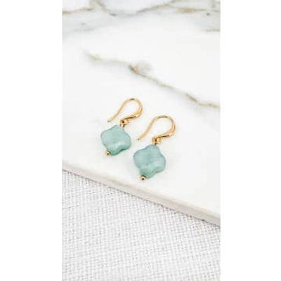 Envy Gold And Aqua Fleur Dropper Earring