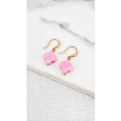Envy Gold And Pink Fleur Dropper Earring