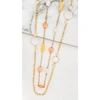 ENVY LONG GOLD BEADED NECKLACE WITH DAISIES AND SEMI PRECIOUS STONES