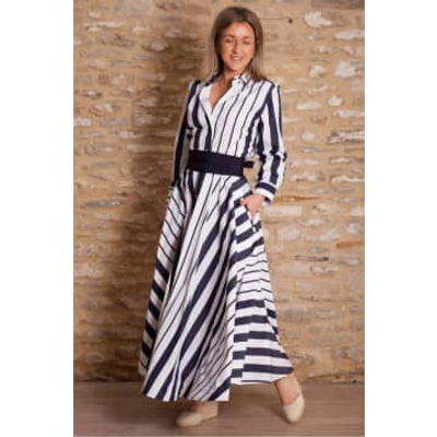 Sara Roka Caleigh Striped Dress In Blue