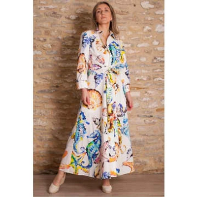 Sara Roka Dralla Dress In Sealife Print In Multi