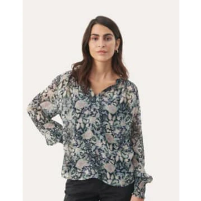 Part Two Ketta Blouse Dark Navy Multi Fleur Print In Blue