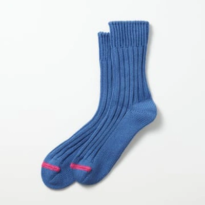 Rototo Chunky Rib Crew Socks In Blue