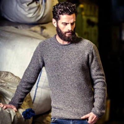 Fisherman Out Of Ireland Roll Neck Merino Sweater In Gray