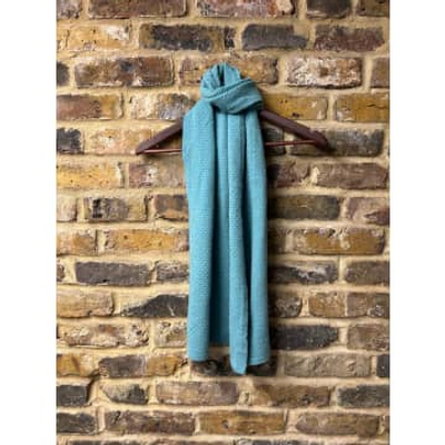 40 Colori Teal Solid Diamond Textured Wool & Cashmere Knitted Scarf In Blue