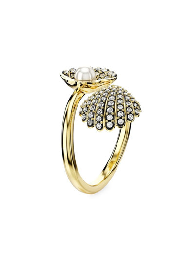 Swarovski Women's Idyllia Goldtone, Crystal & Imitation Pearl Shell Earrings In Yellow Gold