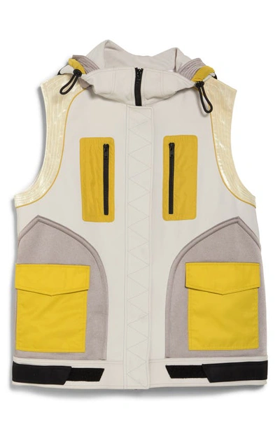 Valentino Colorblock Hooded Nylon Vest In Yellow Multi