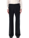 Dolce & Gabbana Stretch Wool Tuxedo Pants With Straight Leg In Black