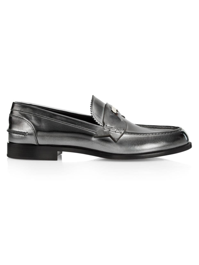 Christian Louboutin Men's Leather Penny Loafers In Silver Black