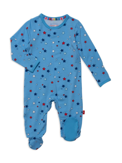 Magnetic Me Baby's Star Print Footie In Blue