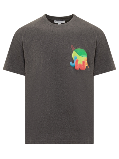 Jw Anderson Digital Fruits T-shirt In 972 Charcoal Melange