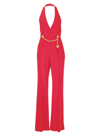 Moschino Jumpsuit With Halter Neck And Padlock Detail In Red