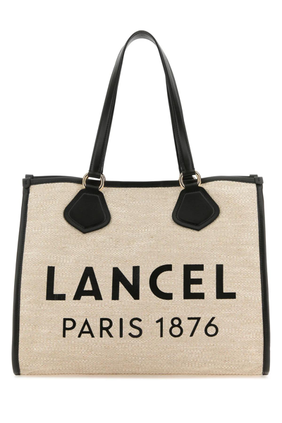 Lancel Multicolor Canvas Summer Shopping Bag In Black