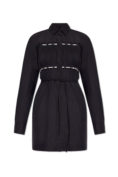 Nanushka Genea Cut-out Mini Shirt Dress In Black