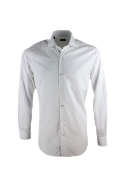 BARBA NAPOLI SLIM FIT SHIRT IN FINE STRETCH COTTON, ITALIAN COLLAR, HAND-STITCHED BLACK LABEL AND MOTHER-OF-PEARL
