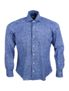 BARBA NAPOLI CULT SHIRT IN SUPER STRETCH IN DENIM MELANGE COLOR WITH MOTHER-OF-PEARL BUTTONS AND ITALIAN COLLAR