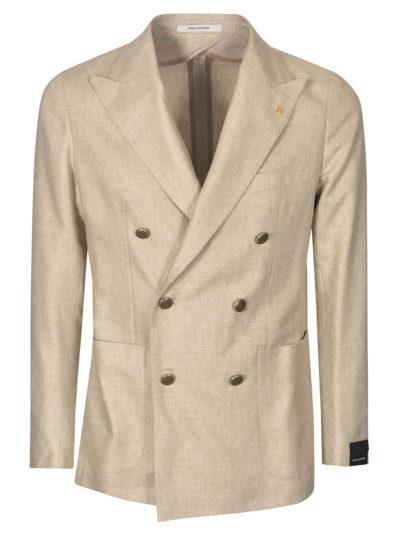 Tagliatore Logo Patched Dinner Jacket In Beige