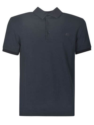 Etro Logo Embroidered Regular Polo Shirt In Blue