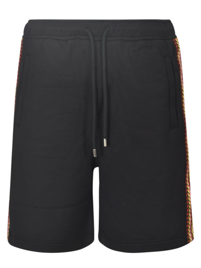 Lanvin Stripe Sided Drawstring Waist Shorts In Black