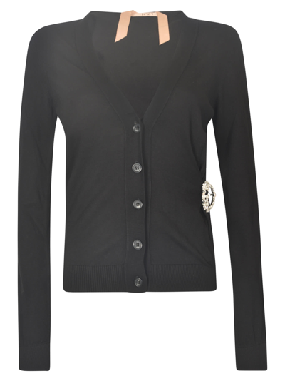 N°21 Buttoned Fitted Cardigan In Black