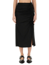 Ganni Midi Skirt With Ornamental Bows In Black