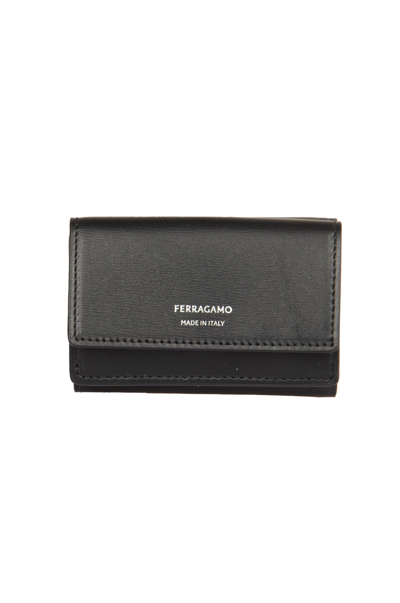 Ferragamo Snap Button Logo Wallet In Black