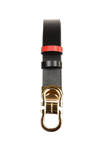Ferragamo Double Gancini Belt In Black/flame Red