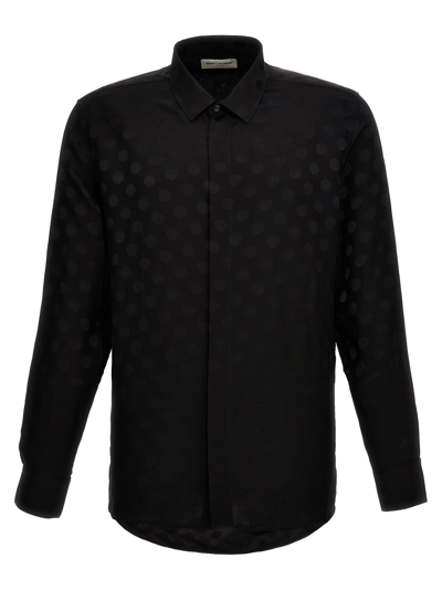 Saint Laurent Polka Dot Shirt In Black