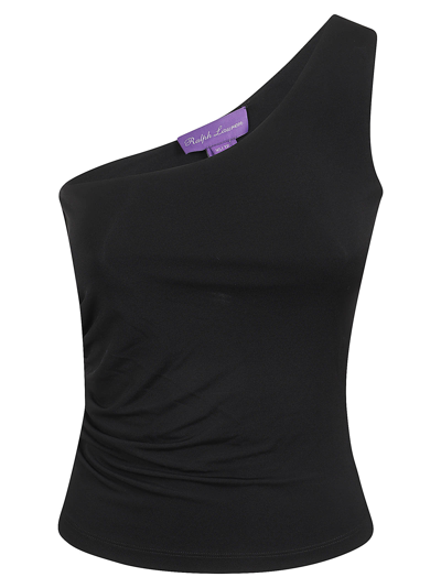 Ralph Lauren One-shoulder Jersey Top In Black