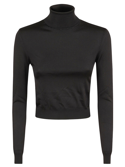 Ralph Lauren Crop Tn-long Sleeve-pullover In Black