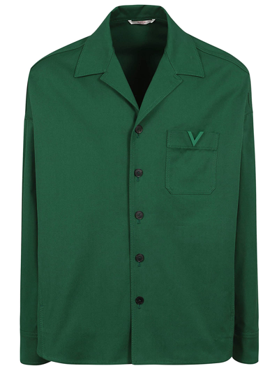 Valentino Caban V Detailed Shirt Jacket In Pvf Basil Green