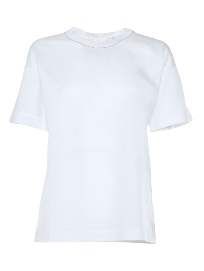 Peserico Gray T-shirt With Lurex Detail In Multi