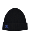 Burberry Black Beanie With Embroidered Ekd Logo On The Front In Cashmere In Black
