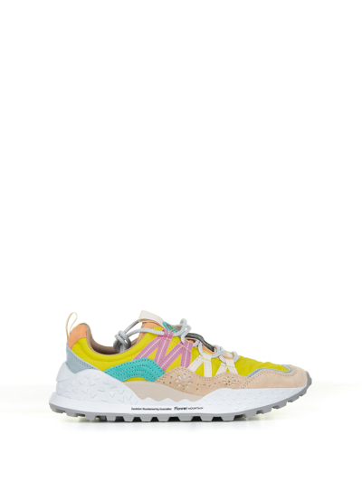 Flower Mountain Trainers In Beige Yellow