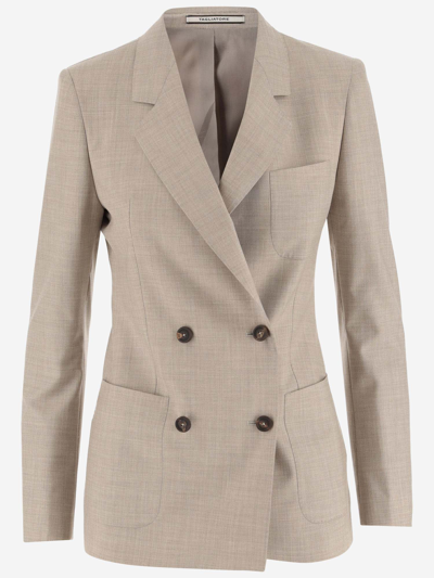 Tagliatore Wool And Silk Double-breasted Jacket In Neutral
