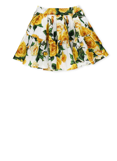 Dolce & Gabbana Kids' Flowering Skirt In White