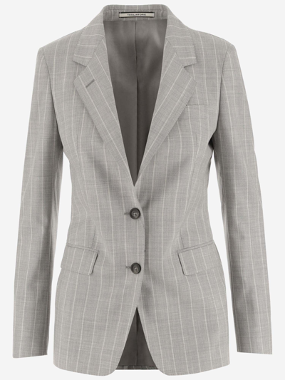 Tagliatore Wool And Silk Single-breasted Jacket In Grey