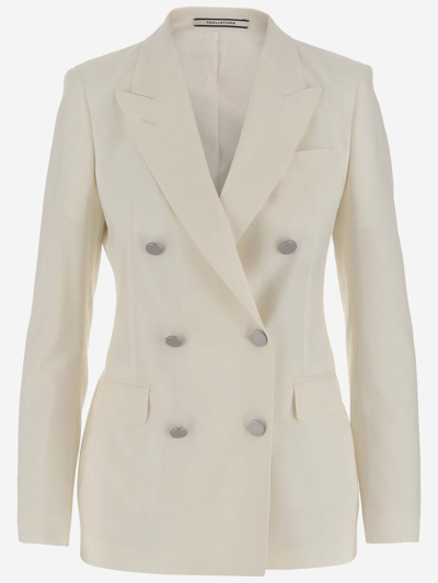Tagliatore Double-breasted Wool Jacket In Ivory