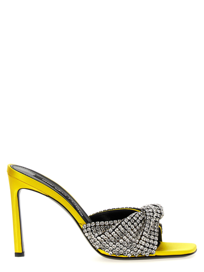 Sergio Rossi Evangelie Embellished Open Toe Sandals In Yellow