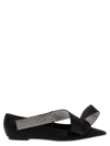 Sergio Rossi Bow Embellished Pointed Toe Ballet Flats In Black