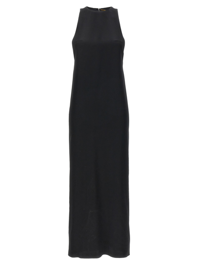 Saint Laurent Back-tie Satin Crepe Dress In Black