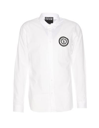 Versace Jeans Couture White V-emblem Shirt In E003 White